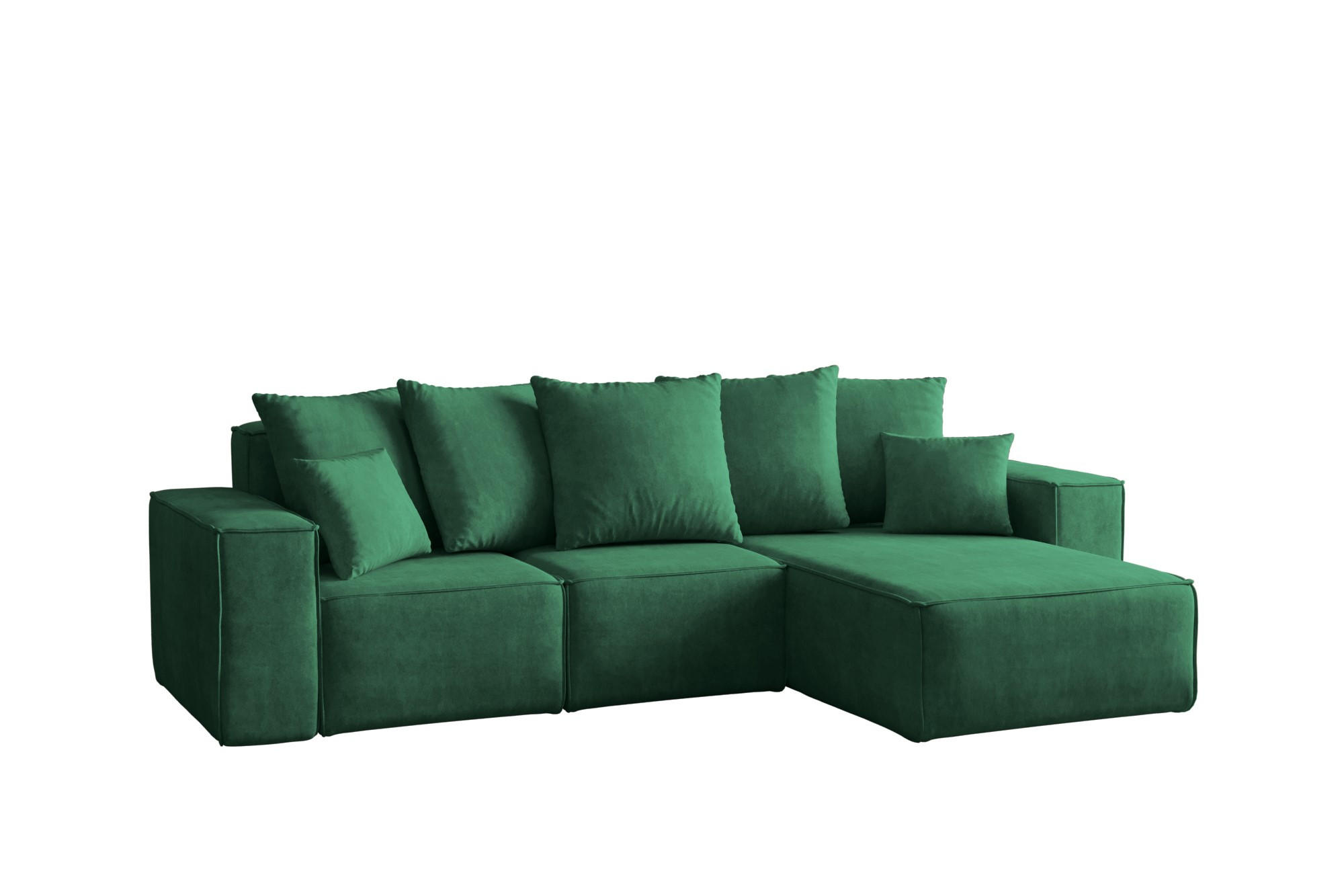 ECKSOFA L-Form Premium Kollektion ELLA Stoff Velours Noel Grün Rechts - Grün, Holz/Textil (262/168cm) - Kaiser Möbel