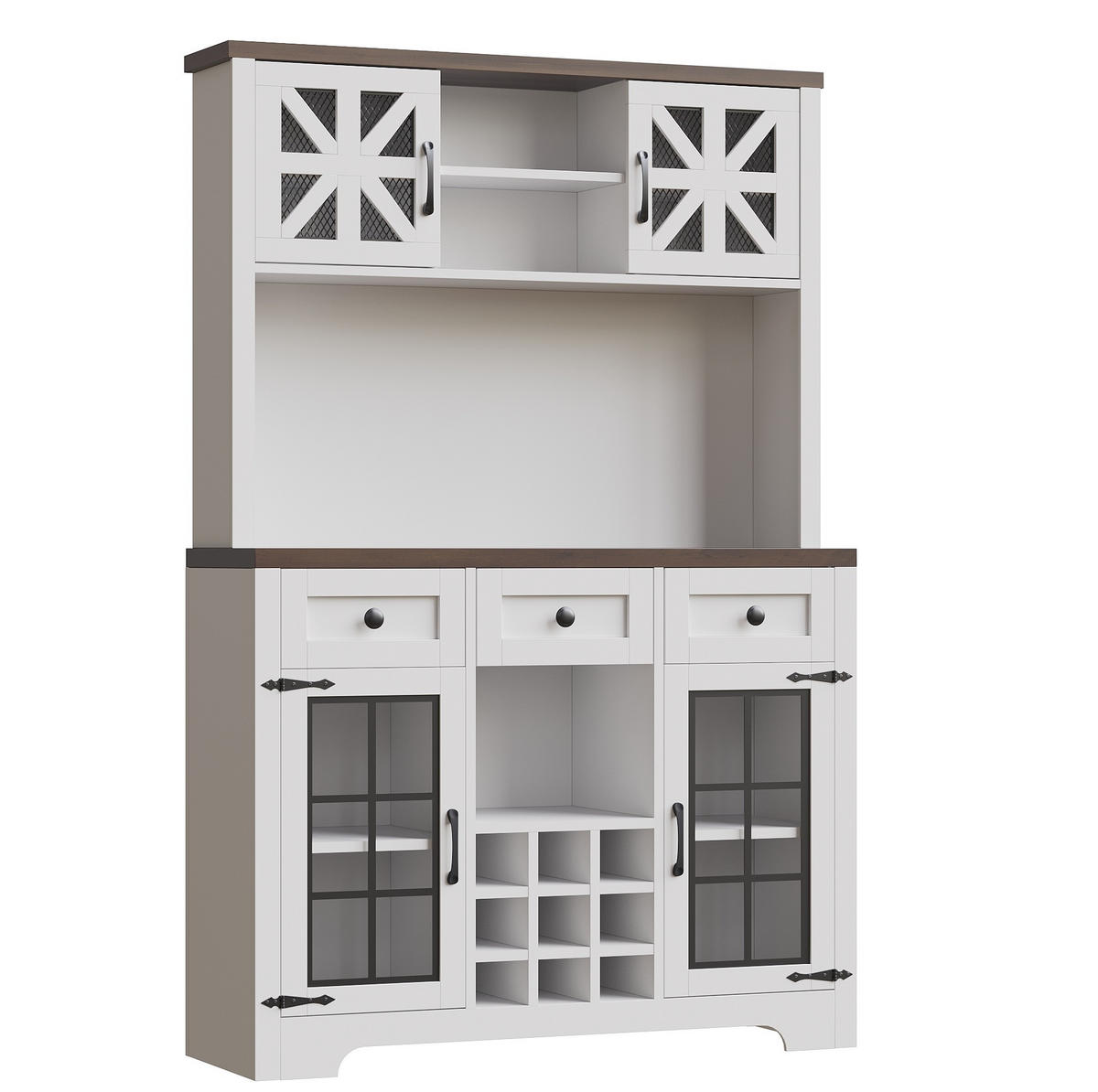 BUFFET 120/180/40 cm Weiß aus MDF und Glas mit LED-Beleuchtung - Weiß, Holzwerkstoff (40/180/120cm) - OKMYHOME