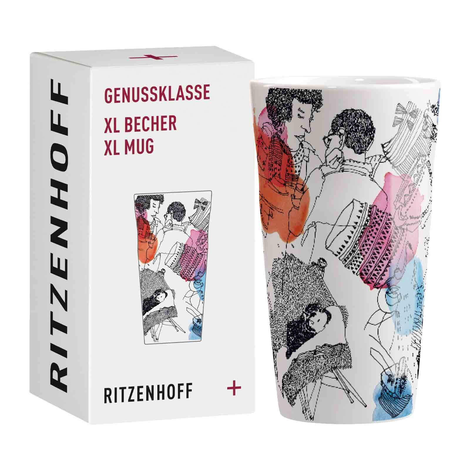 KAFFEEBECHER XL Genussklasse bunt 525 ml - Multicolor, Keramik (0.525L) - Ritzenhoff