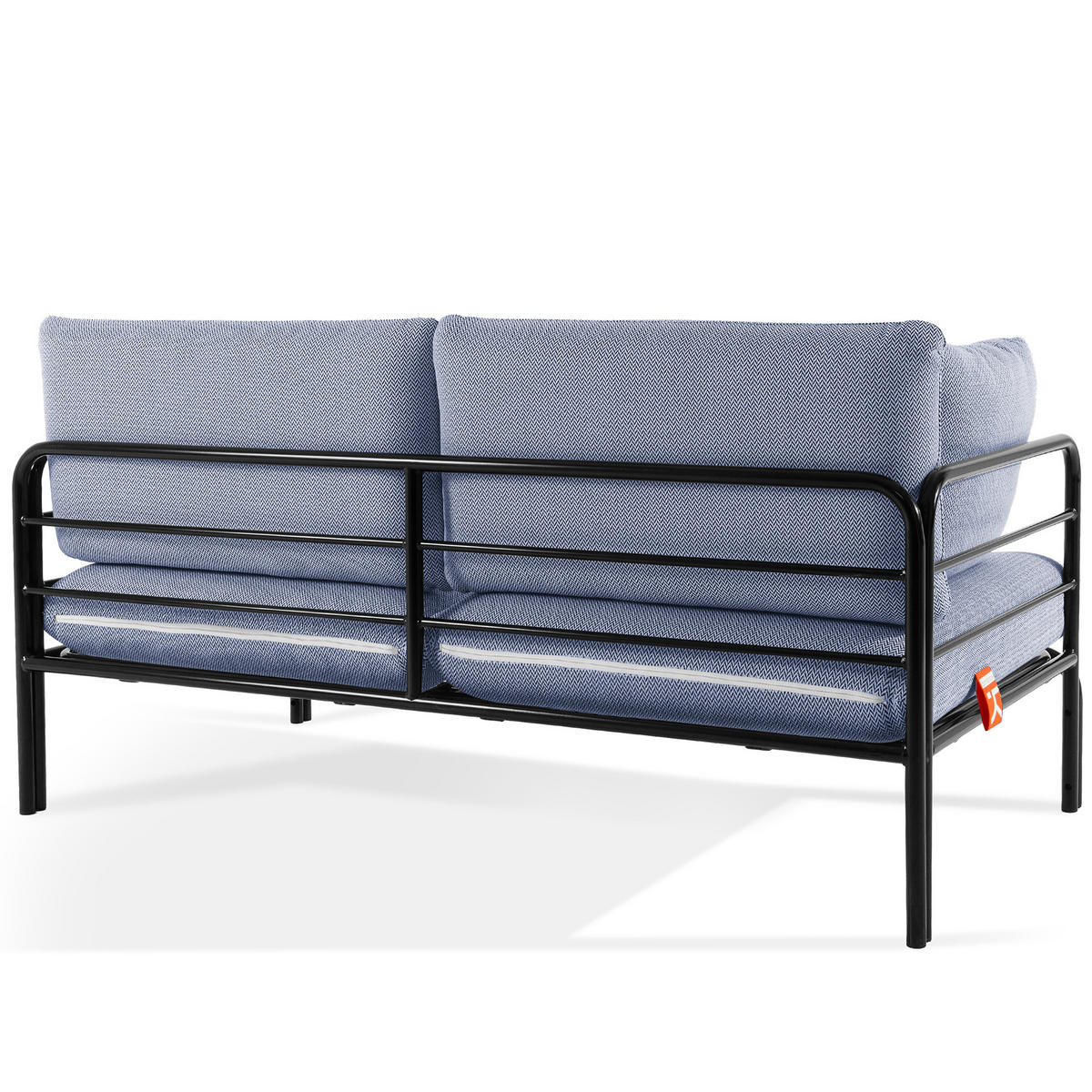 GARTENMÖBELSET RAMBE 4-tlg. 1x Tisch 2x Sessel 1x Sofa 2-Sitzer, mit Kissen, LOFT-STIL, Anthrazit - Anthrazit/Dunkelblau, Glas/Textil - KONSIMO®
