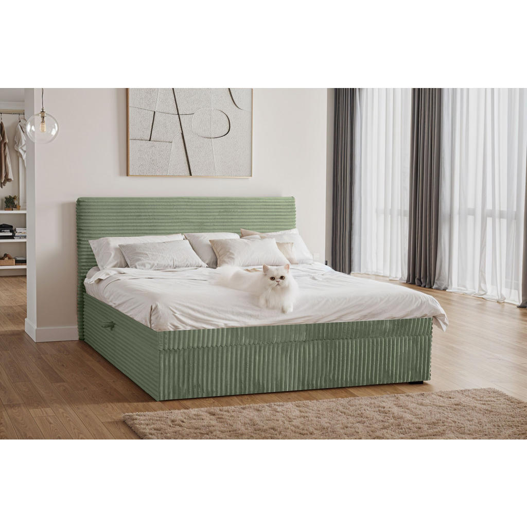 Thumbnail - Kaiser Möbel Boxbett, Olivgrün, Textil, H3, Höhe ca. 20 cm, 140x200 cm, Schlafzimmer, Betten, Boxspringbetten