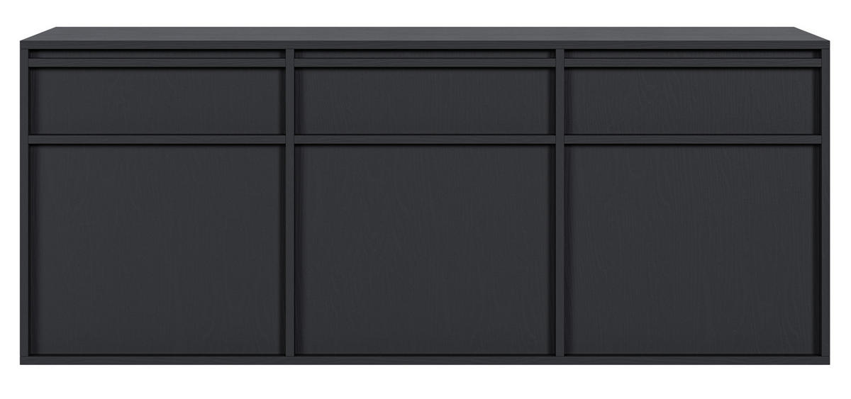 SIDEBOARD Evo Schwarz 154 cm - Anthrazit, Holzwerkstoff (154/61.6/39cm) - Selsey