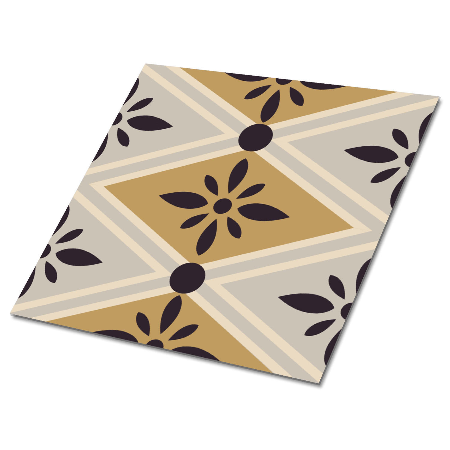 FLIESENAUFKLEBER 9 Stück 30x30 cm selbstklebend Blumenmuster - Multicolor, Textil (30/1.6/30cm) - TULUP