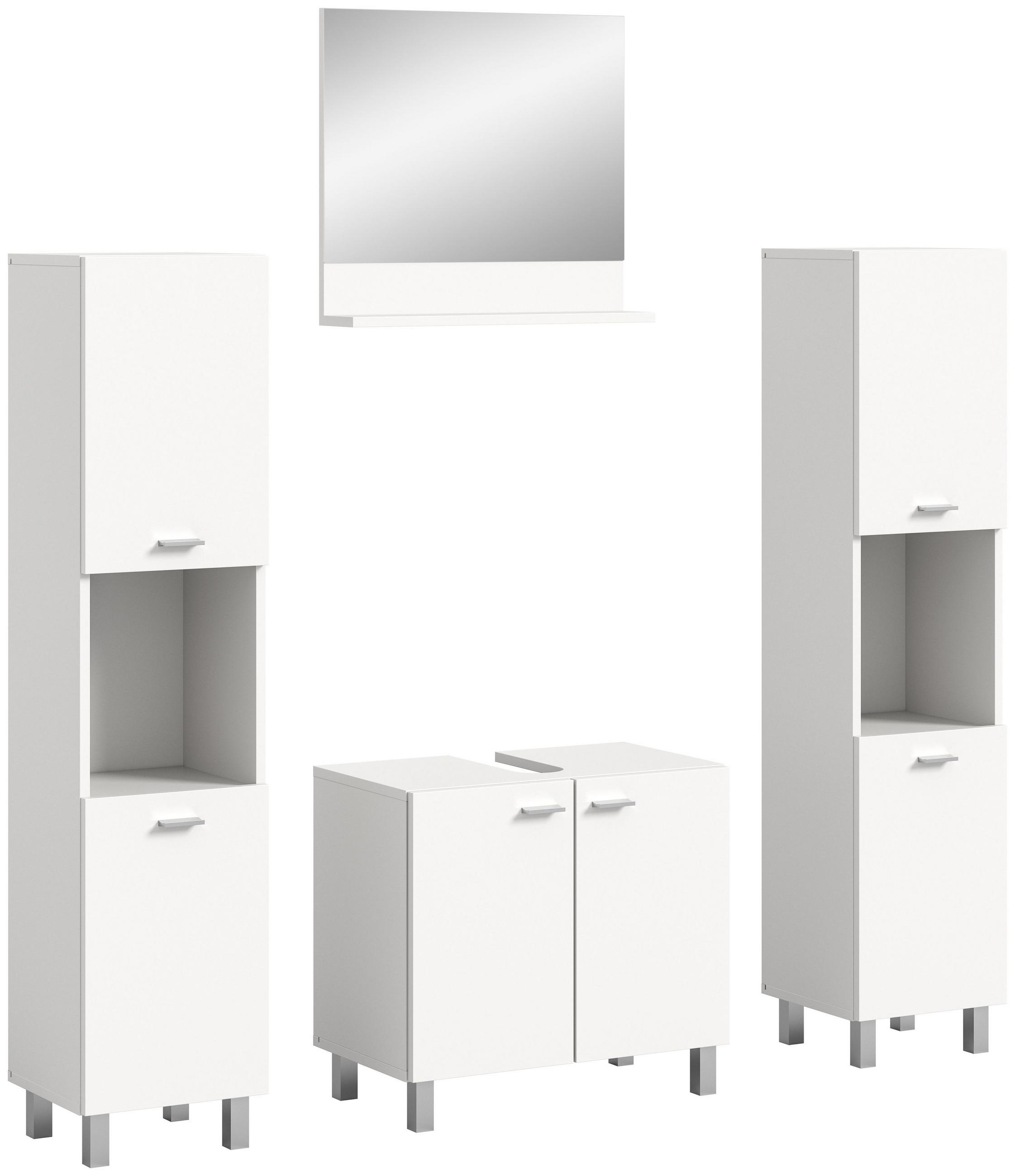 BADKOMBINATION 4tlg. Boston/Tampa Bad in weiß Nachbildung - modernes Design - B/H/T: 137x186x33 cm - Weiß, Holzwerkstoff (137/186/33cm)
