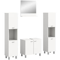 BADKOMBINATION 4tlg. Boston/Tampa Bad in weiß Nachbildung - modernes Design - B/H/T: 137x186x33 cm - Weiß, Holzwerkstoff (137/186/33cm)