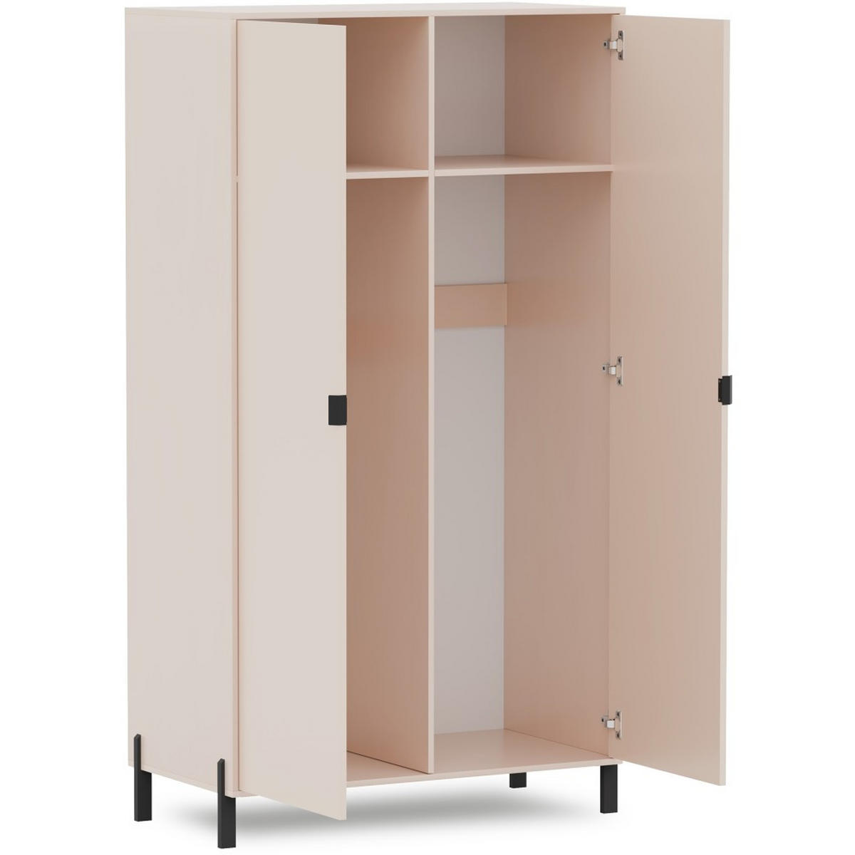 DREHTÜRENSCHRANK Cortina mit 2 Türen, 110 cm, Sandbeige - Sandfarben/Schwarz, Holzwerkstoff (109/202/57cm) - Beautysofa