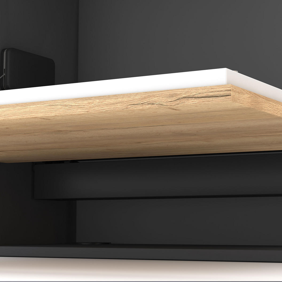 SEKRETÄR, Wandsekretär Wandsekretär Cubas Premium Schwarz - Schwarz, Holz (36/80/71.2cm) - ASSMANN