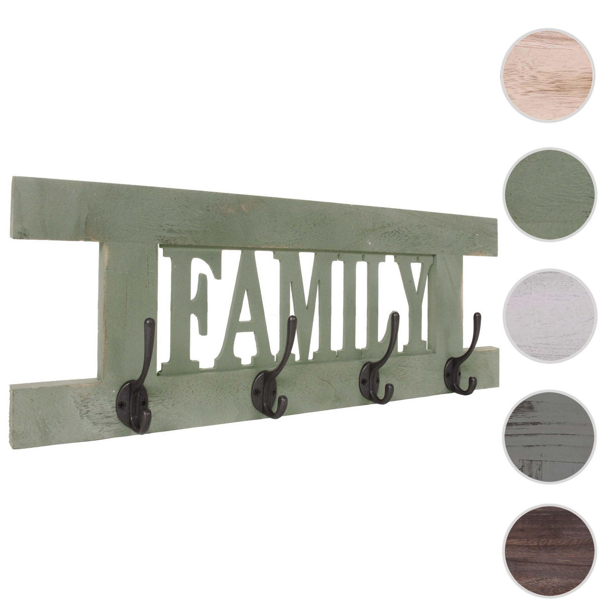 WANDGARDEROBE FAMILY SHABBY-LOOK Grün - Grün, Holz (60/21/2cm) - Jamb