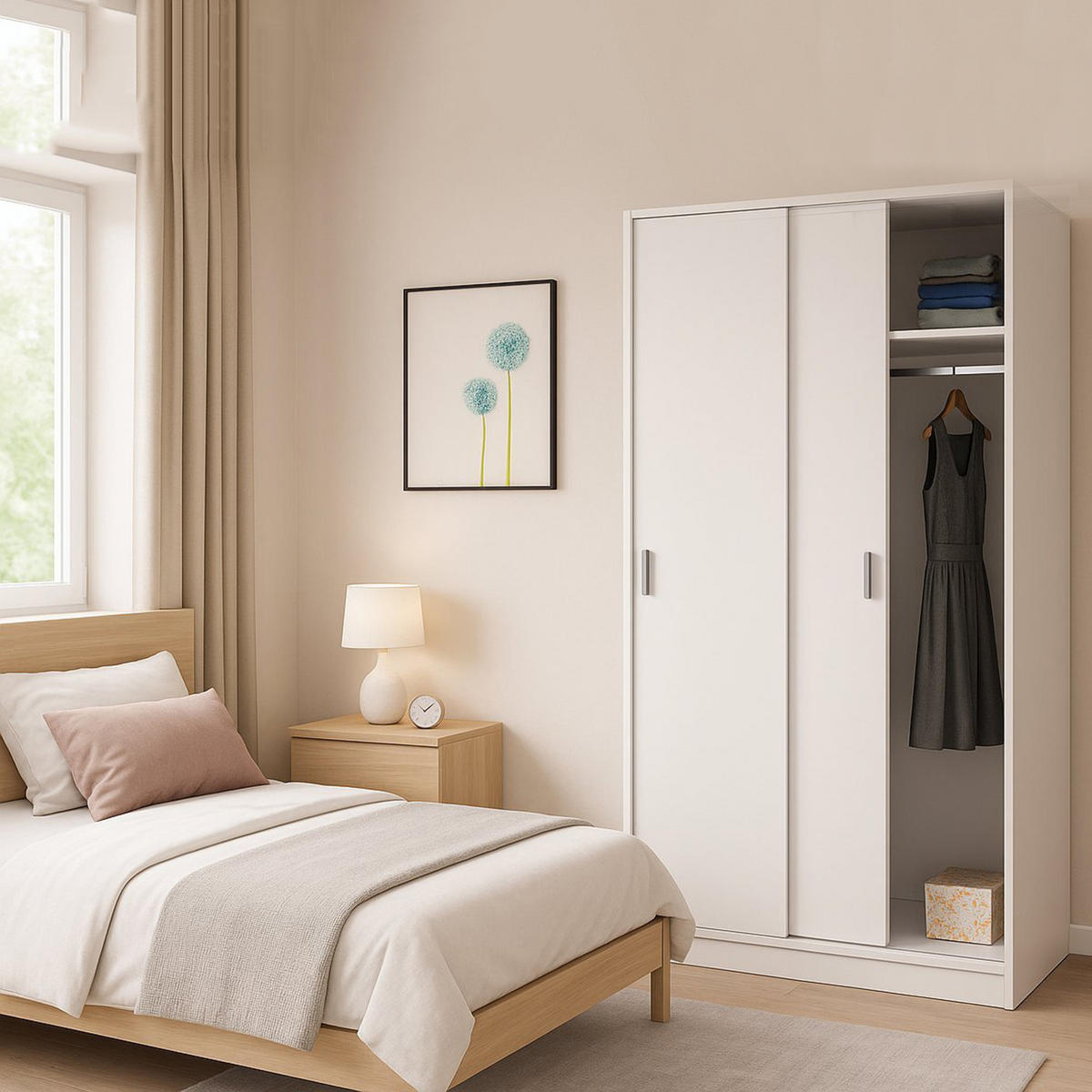 KLEIDERSCHRANK 2 TÜREN Weiß 50/100/200 cm - Weiß, Holzwerkstoff (100/200/50cm) - DMORA