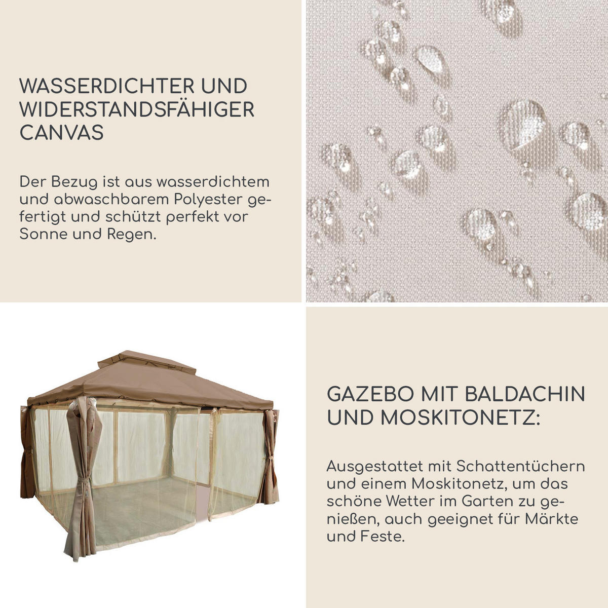 FALTPAVILLON Hellbraun 300/300/270 cm - Hellbraun, Metall (300/268/300cm) - Mobili Rebecca