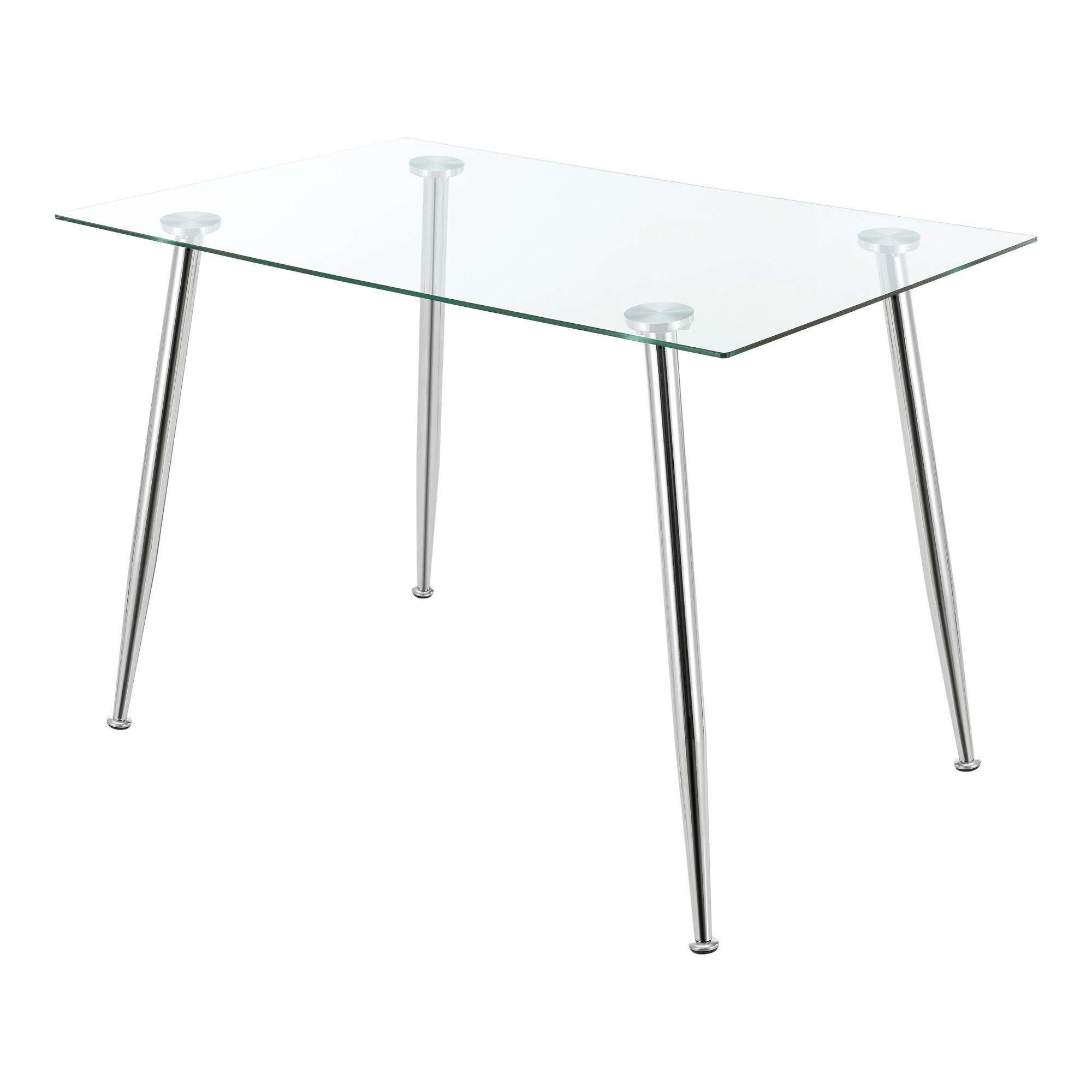 ESSTISCH Hyrynsalmi - Chromfarben/Transparent, Glas/Metall (70/110/75cm) - [en.casa]