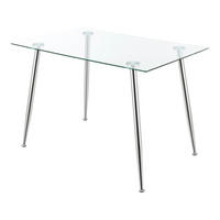ESSTISCH Hyrynsalmi - Chromfarben/Transparent, Glas/Metall (70/110/75cm) - [en.casa]