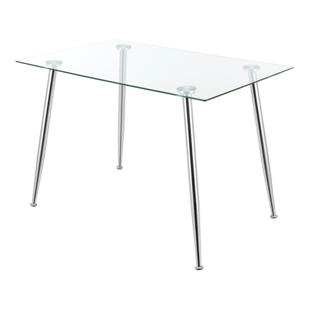 ESSTISCH Hyrynsalmi - Chromfarben/Transparent, Glas/Metall (70/110/75cm) - [en.casa]