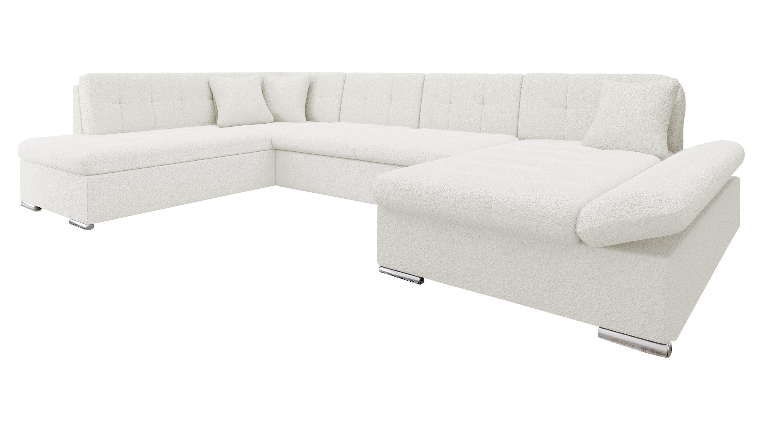ECKSOFA Bergen Premium, Seite: Rechts - Silberfarben/Creme, Holz/Textil (345/76/205cm) - MIRJAN24