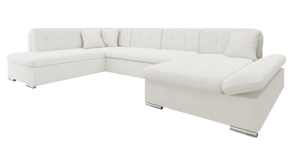 ECKSOFA Bergen Premium, Seite: Rechts - Silberfarben/Creme, Holz/Textil (345/76/205cm) - MIRJAN24