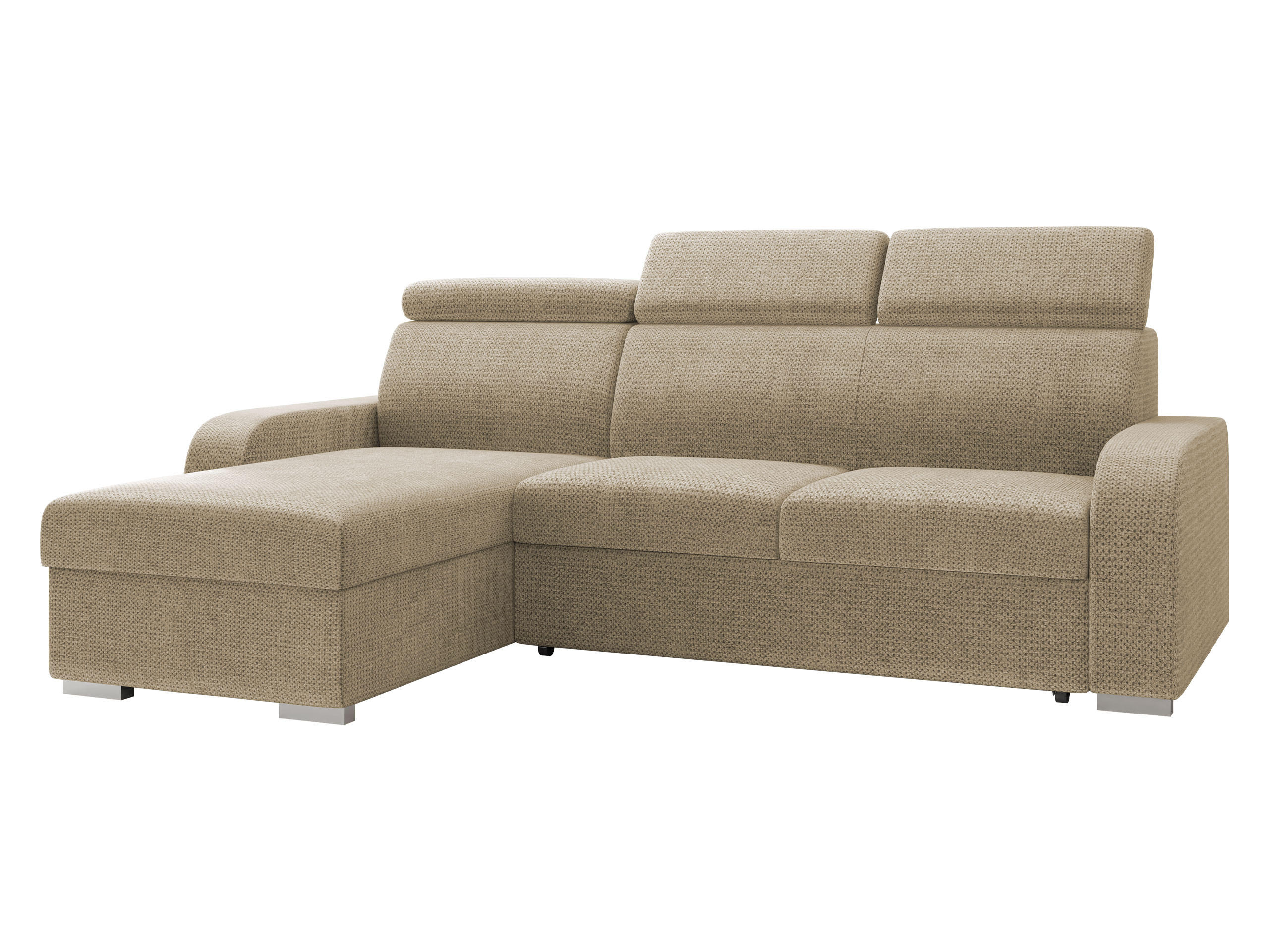 ECKSOFA Oslo 2rLC - Beige/Silberfarben, Holz/Textil (235/170cm) - MIRJAN24