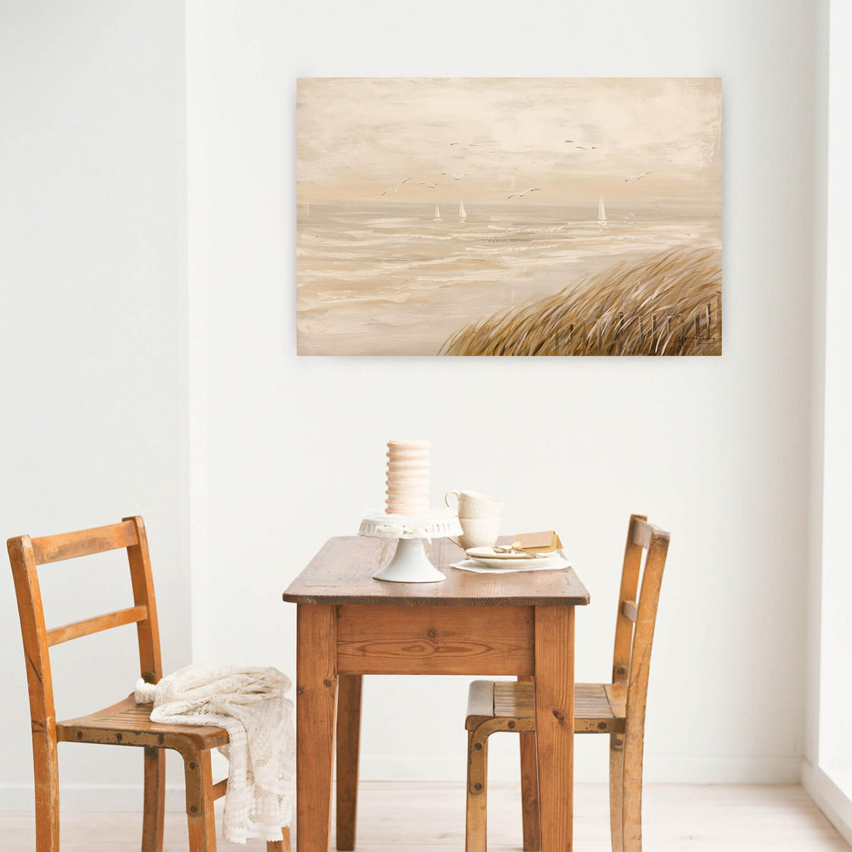 ÖLGEMÄLDE 90/60 cm - Beige, Holz/Textil (1.38/60cm) - KUNSTLOFT