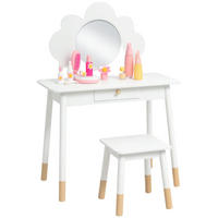 KINDERSCHMINKTISCH DE-18639 mit Spiegel in Wolkenform Weiß - Weiß, Holzwerkstoff (34/95/70cm) - ComfortXL
