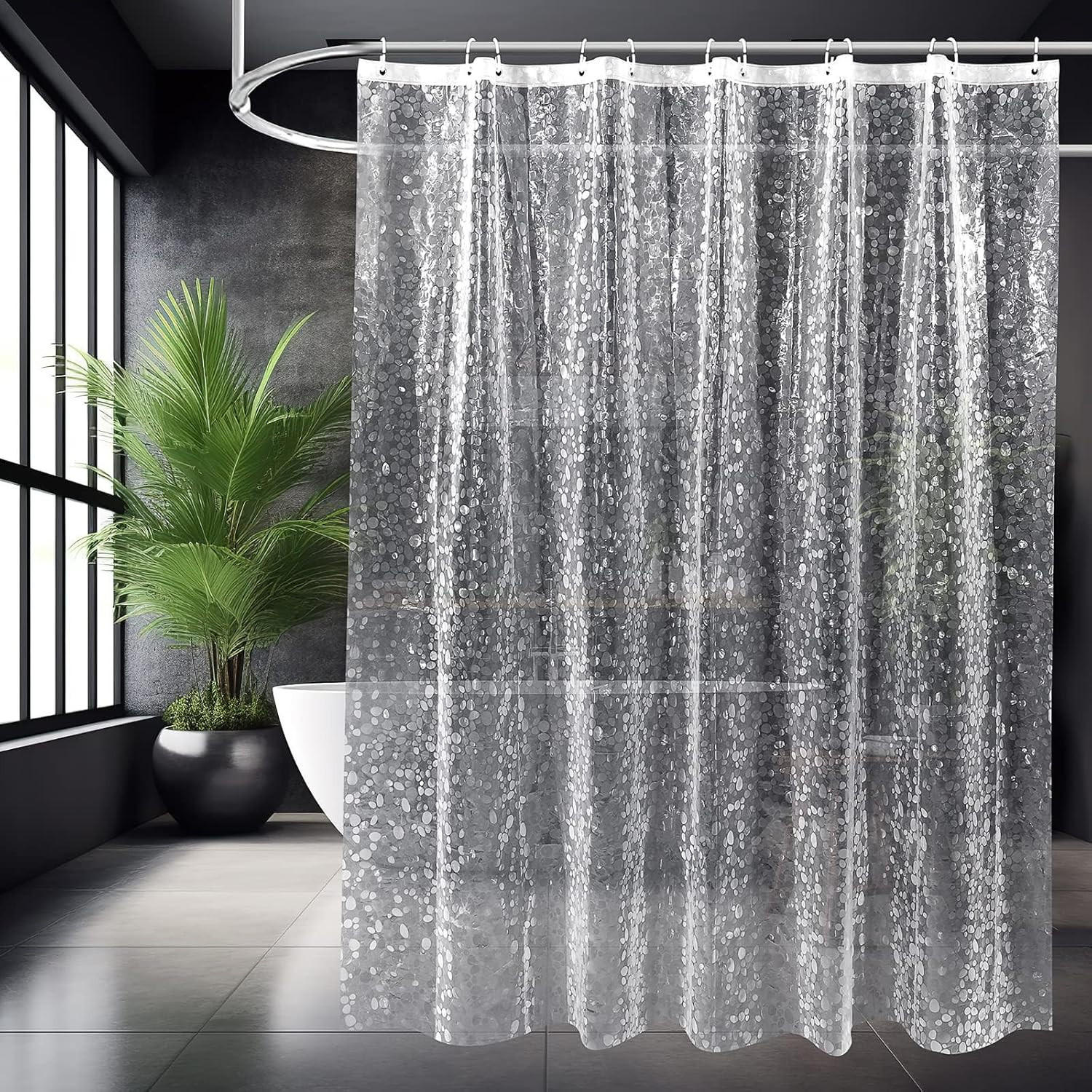 DUSCHVORHANG Grau transluzent 3D wasserdicht antibakteriell schimmelresistent - Transparent, Kunststoff (180/180cm) - MCBOSON