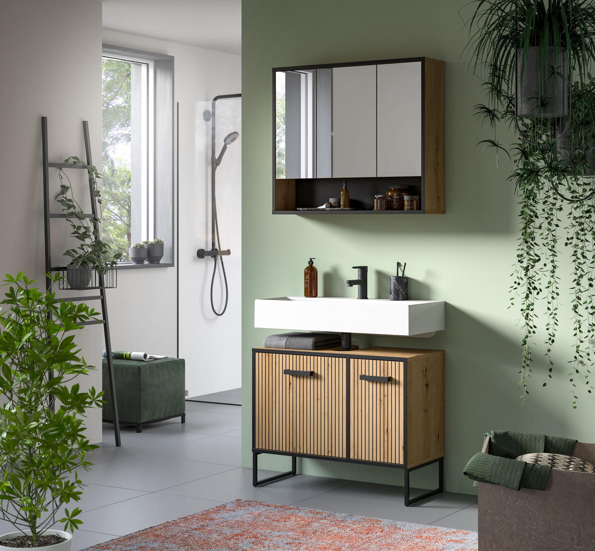 BAD-SET BAGNO 2-tlg. (B/H/T: ca. 80/192/36 cm) in Artisan Oak Nachbildung/Artisan Oak Nachbildung - Eiche Artisan, Holzwerkstoff (80/192/36cm)