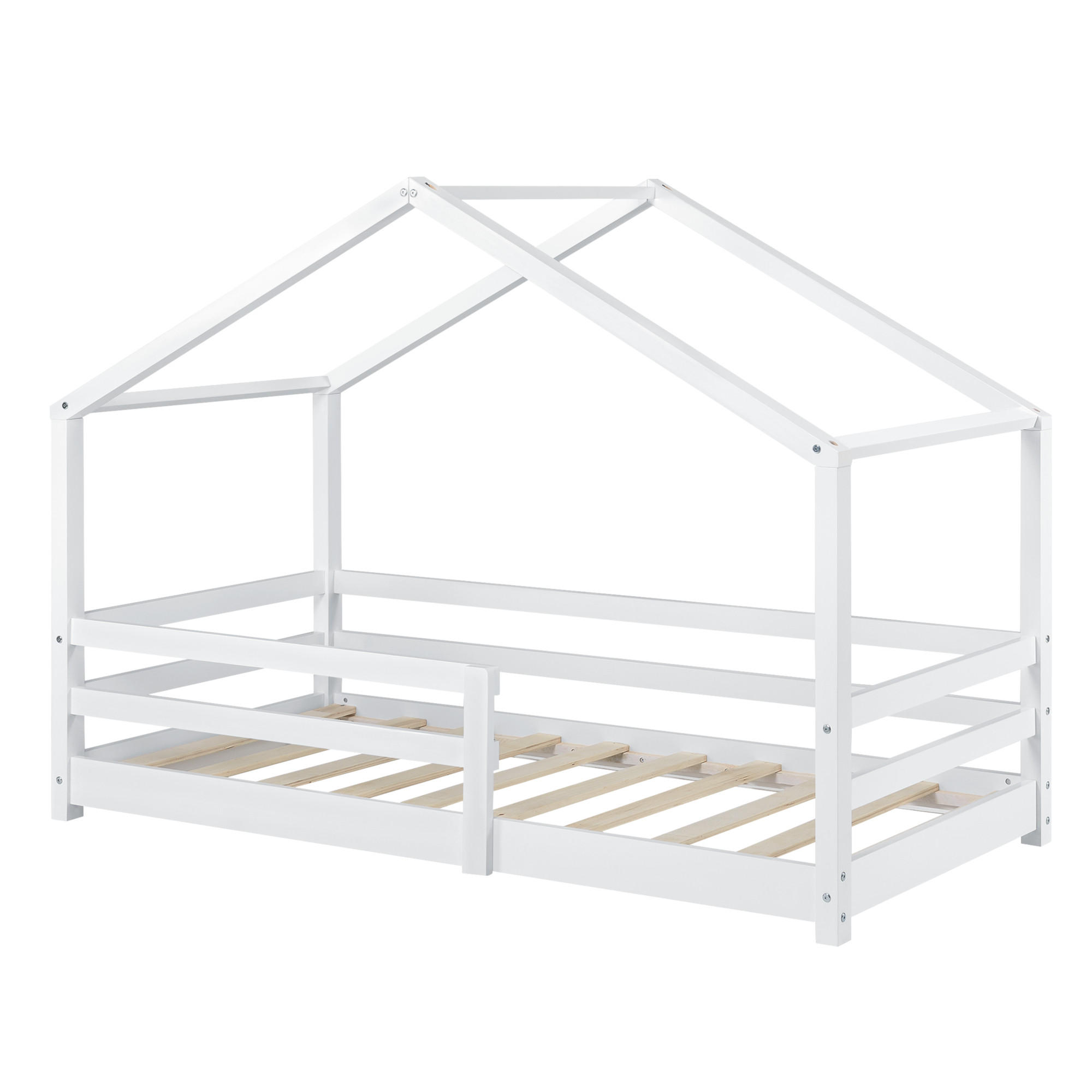 HAUSBETT Knätten - Weiß, Holz (90/200cm) - [en.casa]