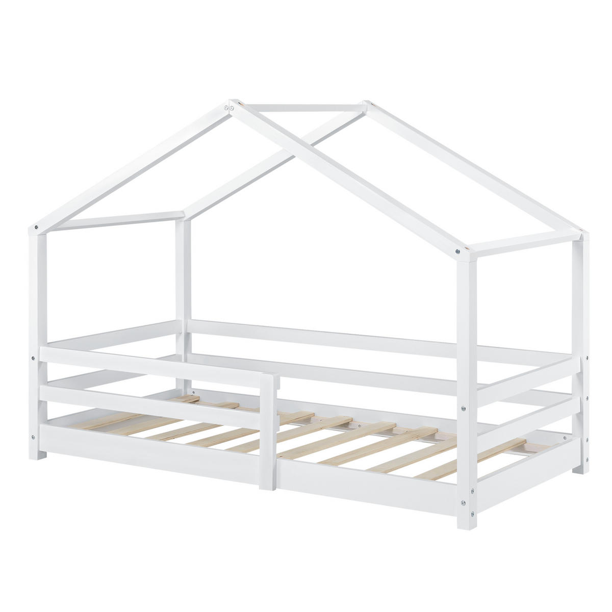 HAUSBETT Knätten - Weiß, Holz (70/140cm) - [en.casa]