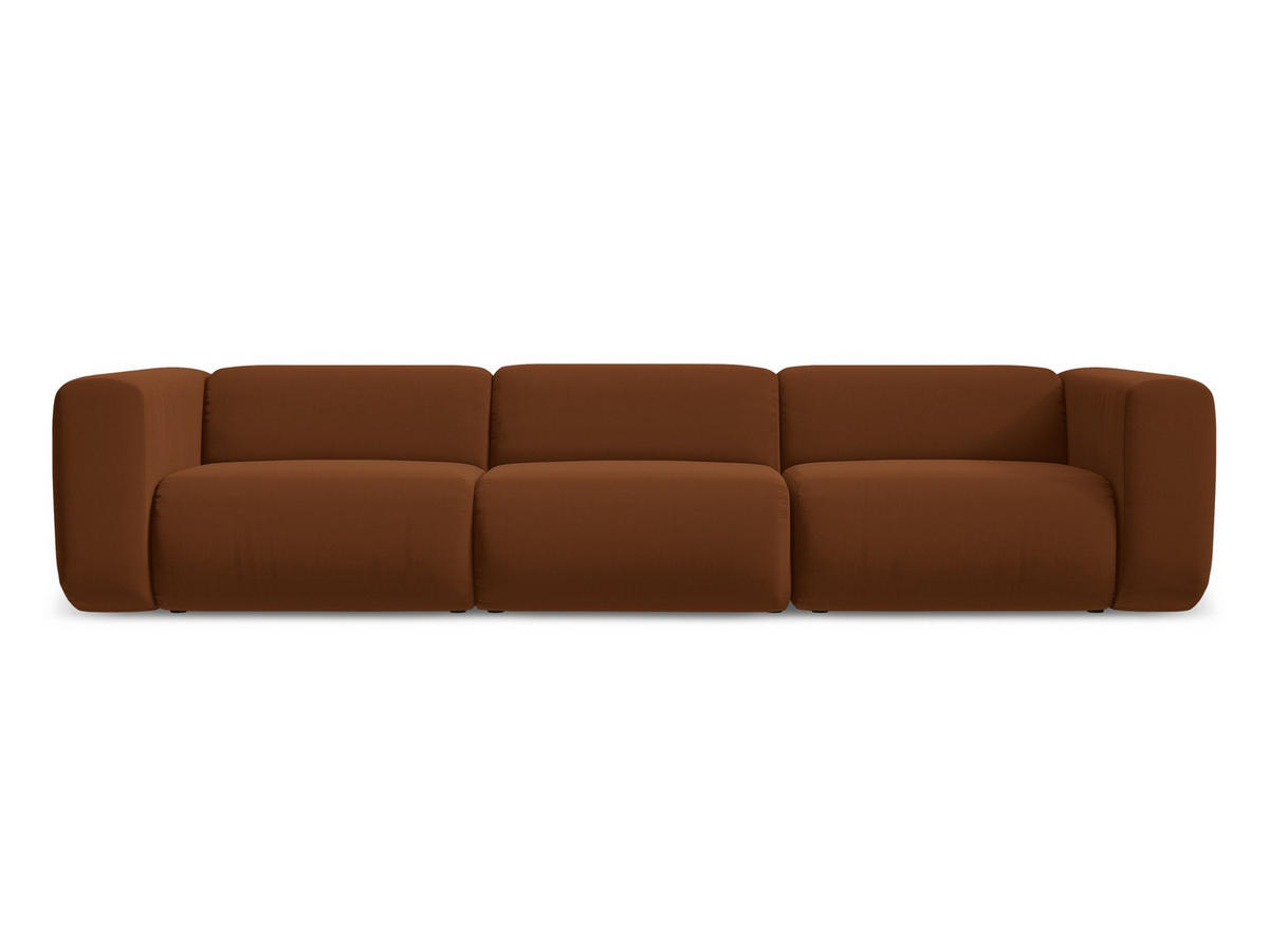 4-SITZER-SOFA Samt Stoff Orange - Terracotta/Schwarz, Kunststoff/Textil (319/70/89cm) - Makamii