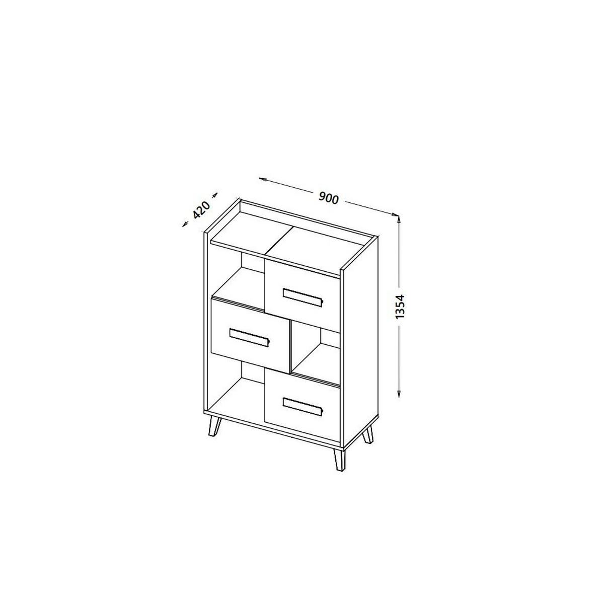 KOMMODE FIABA 90/135,4/42cm mit 3 Schubladen Anthrazit - Anthrazit/Weiß, Holzwerkstoff (90/135.4/42cm) - MASSENO