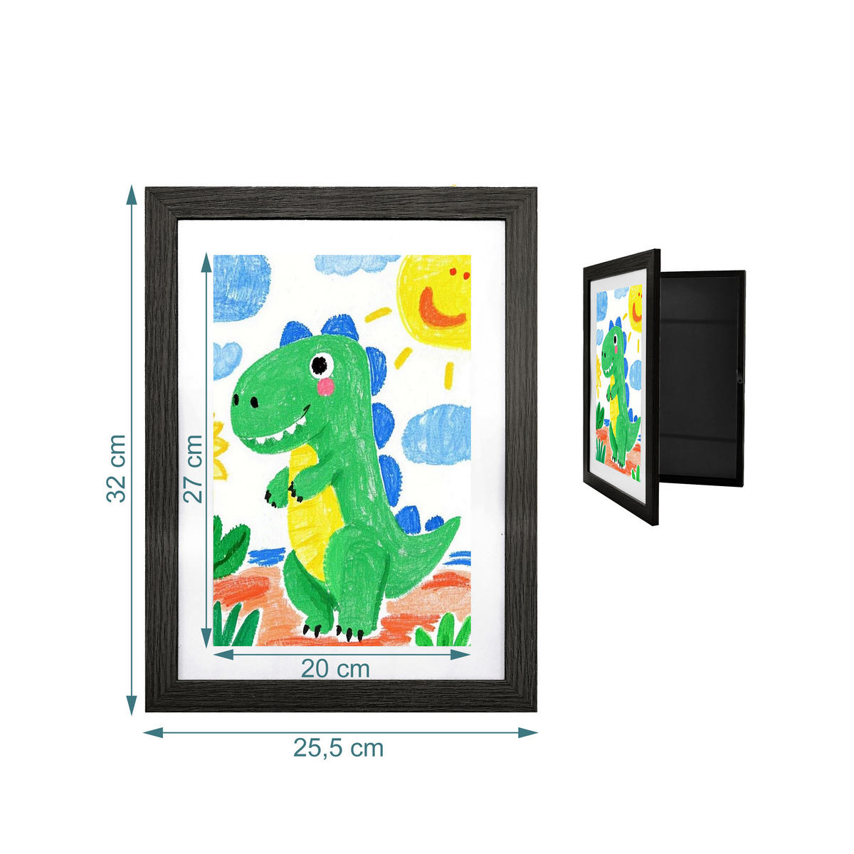 FOTORÁMIK Čierny A4 magnetické zatváranie - viacfarebná, kov/kompozitné drevo (25.5/32cm) - Relaxdays
