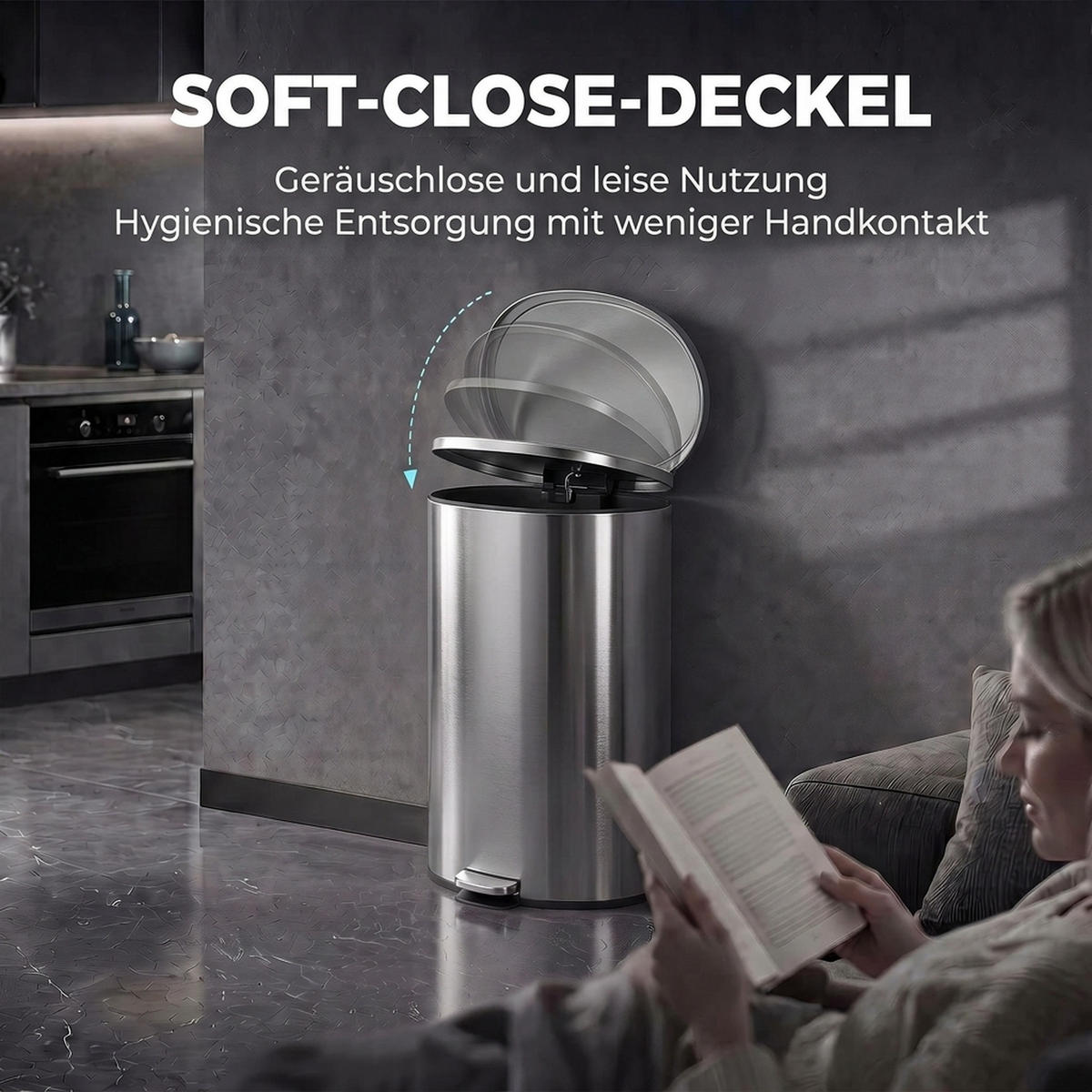 KÜCHENMÜLLEIMER ABS Edelstahl 410 Silber - Silberfarben, Metall (34.5/64.2/33.5cm) - HOMCOM
