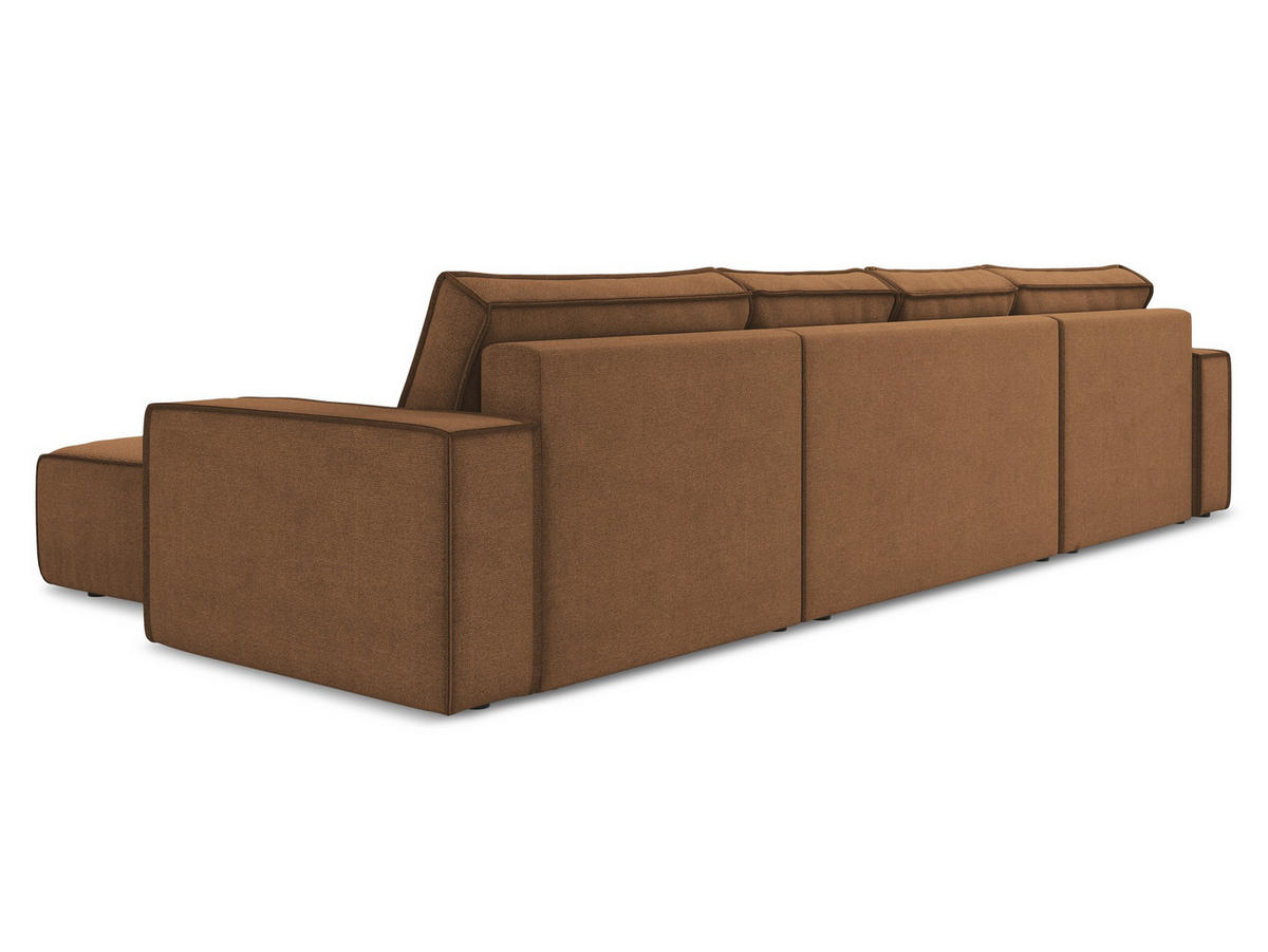 WOHNLANDSCHAFT Strukturstoff Stoff Orange - Terra cotta/Schwarz, Kunststoff/Textil (398/82/185cm) - Makamii