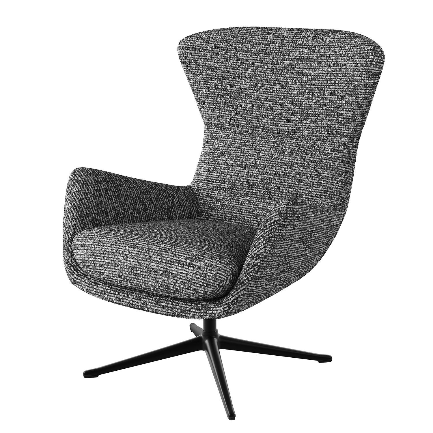 SESSEL mit Kreuzfuß - Schwarz/Grau, Textil/Metall (84/99/96cm) - home24