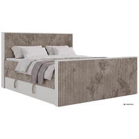 BOXSPRINGBETT TRAVIT KING DUO 160/200 - Hellbraun Cord - Topper T25 - H4 - Hellbraun/Schwarz, Kunststoff/Textil (160/200cm) - MKS