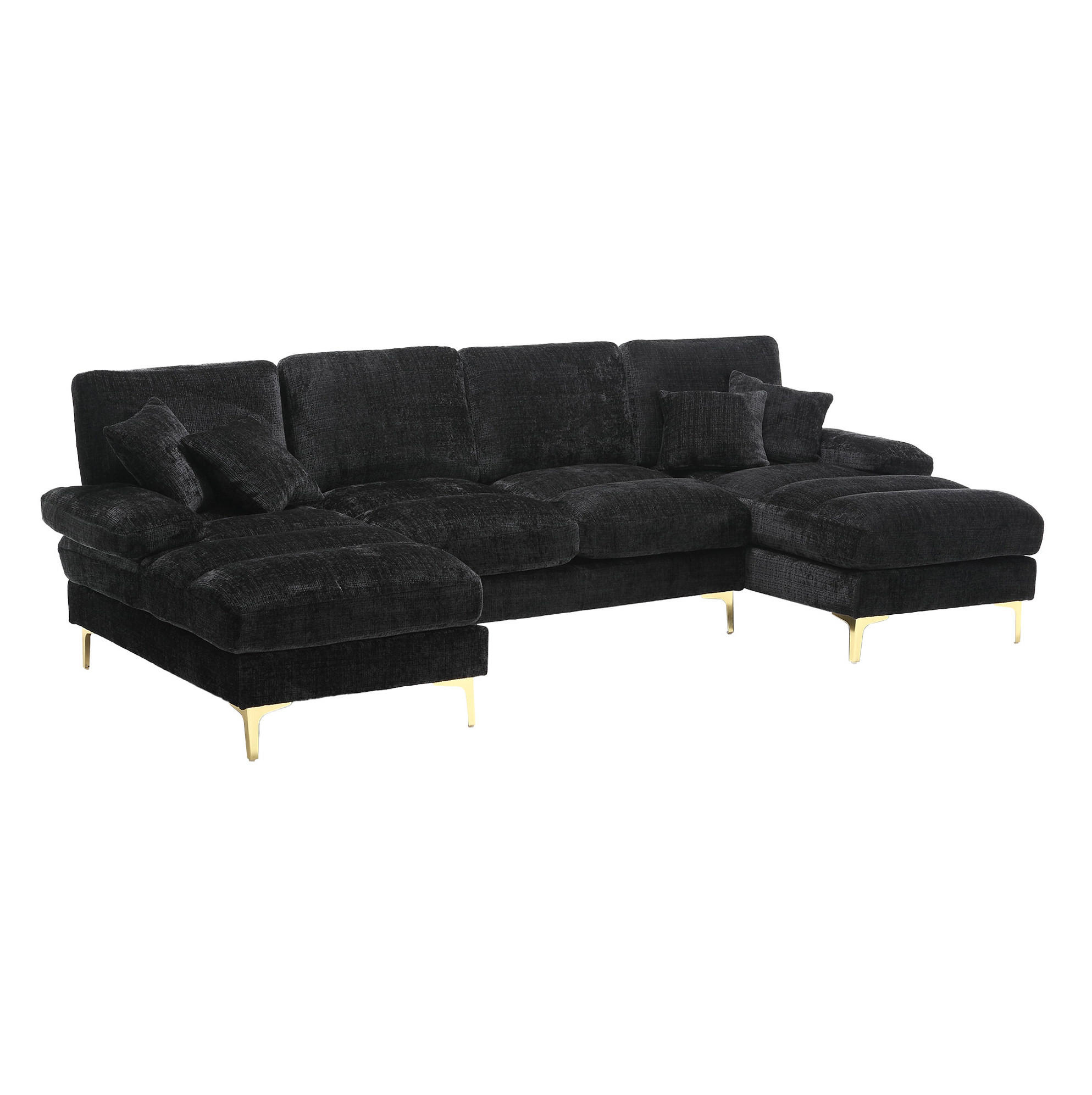 WOHNLANDSCHAFT U-Form 272/136/88 cm in Schwarz – mit beidseitigen Liegeflächen - Schwarz, Textil (136/88/272cm) - BEAOK