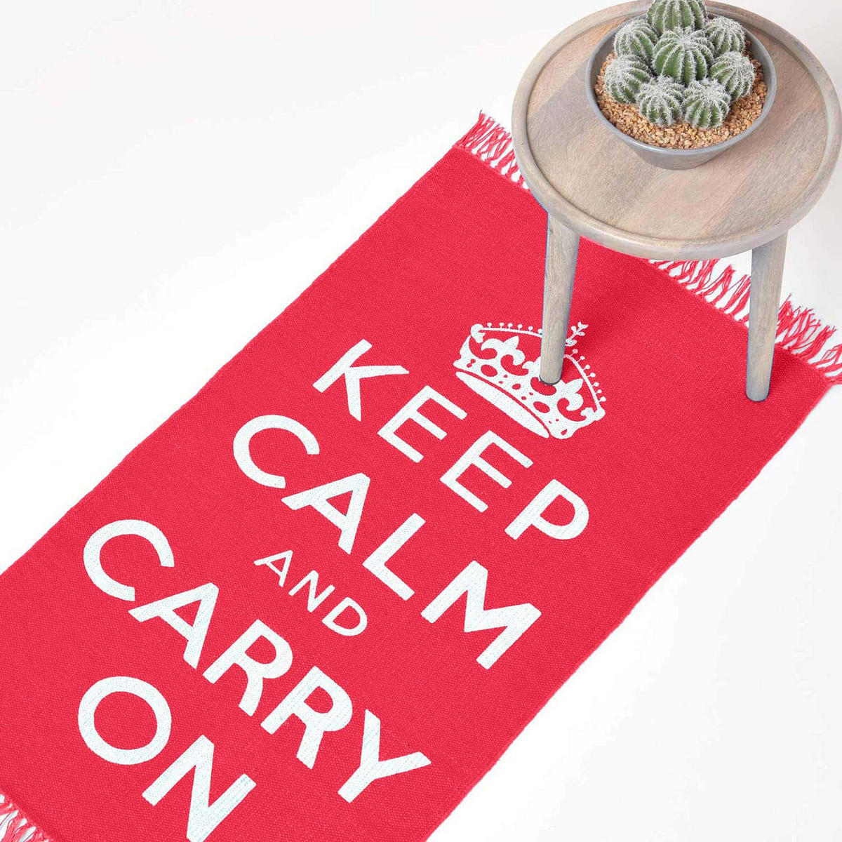 BAUMWOLLTEPPICH Keep Calm and Carry On 60/100 cm - Rot, Textil (60/100cm) - Homescapes