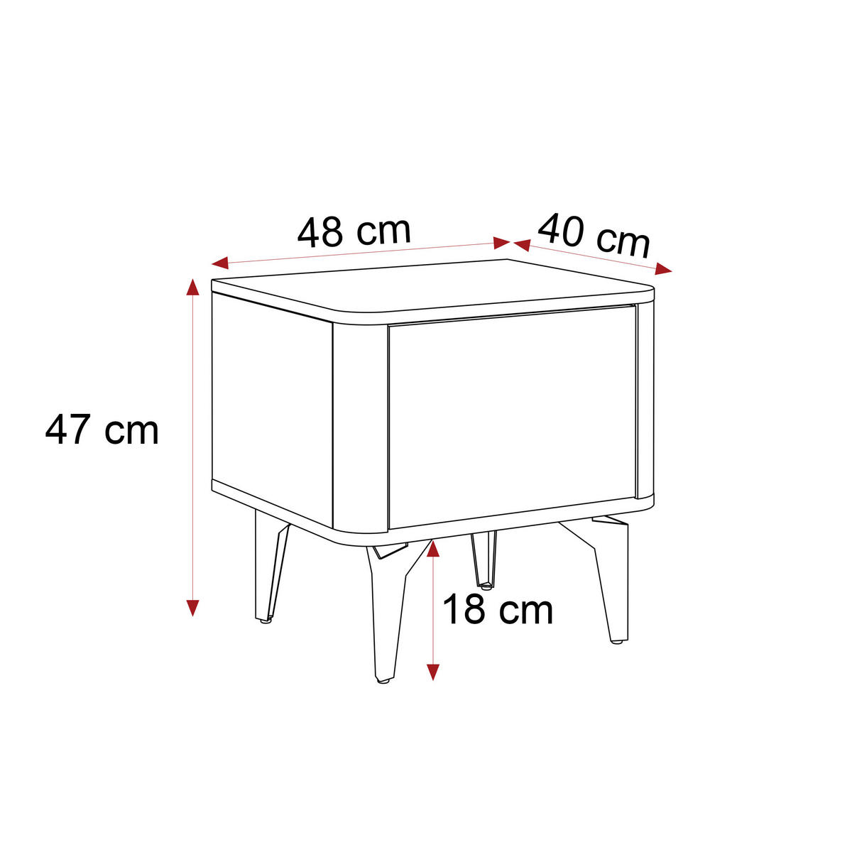 NACHTTISCH BELLAGIO PUSH TO OPEN - Beige, Holzwerkstoff (48/18/40cm) - Idohome
