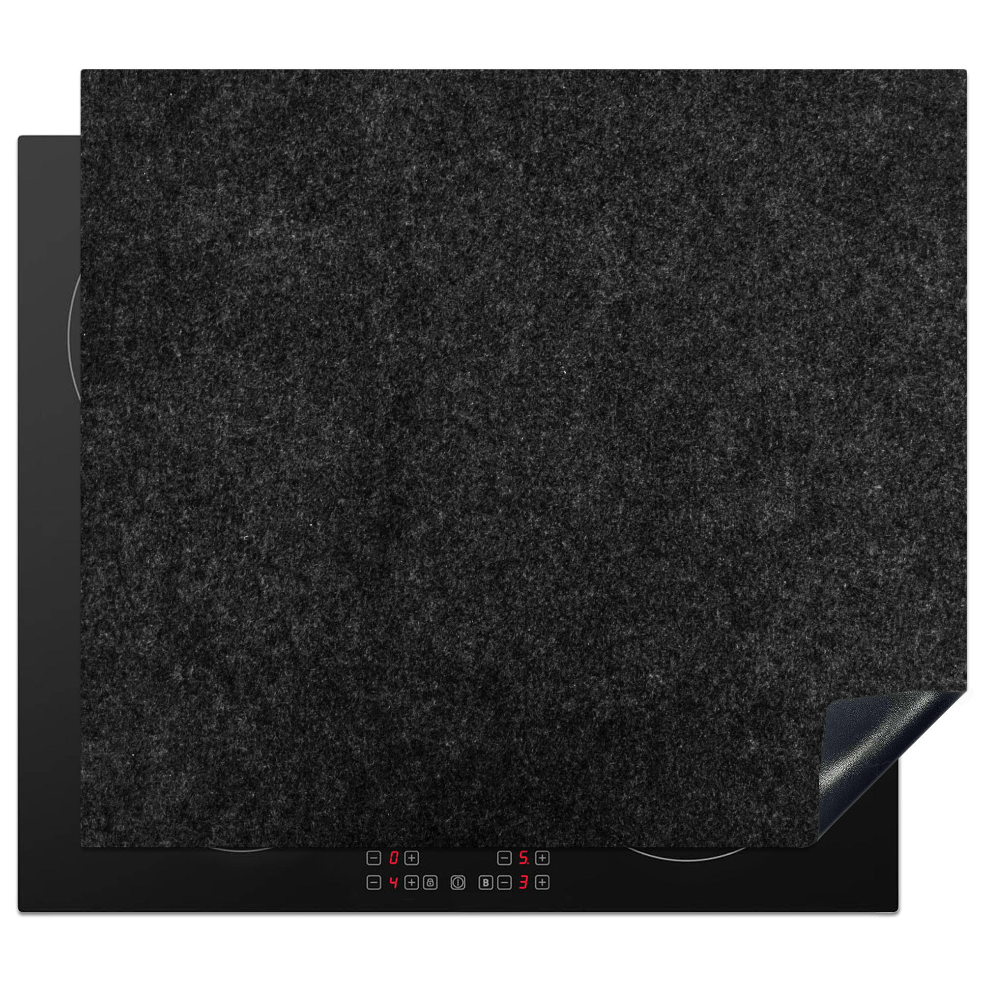 HERDABDECKPLATTE Granit - Schwarz - Granitstruktur - Dunkel Abdeckung Ceranfeld 57.6x51.6 cm - Schwarz, Kunststoff (57.6/51.6/0.2cm) - MuchoWow