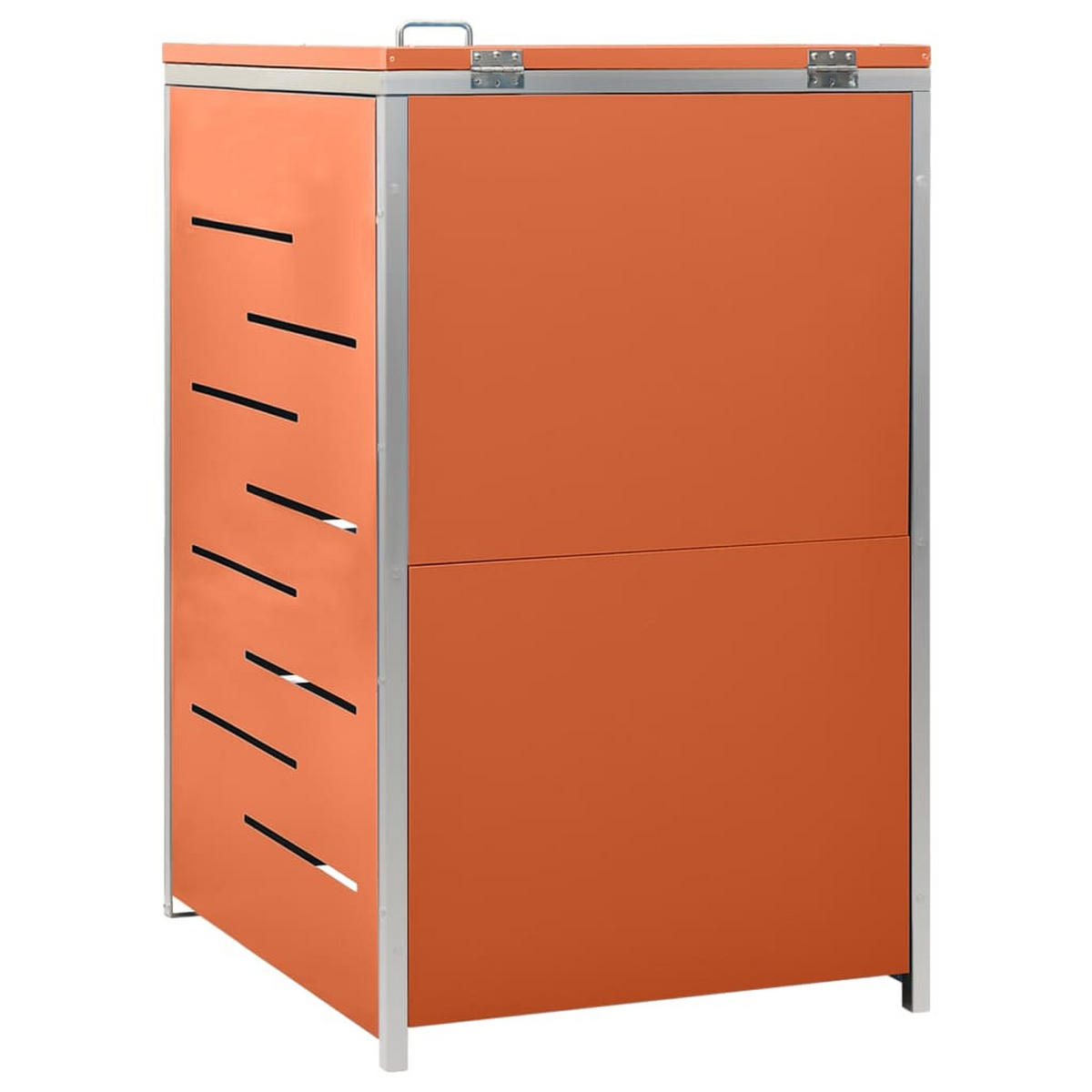 1ER Mülltonnenbox JAGU Edelstahl | Orange | 115x69x77,5cm | Für 1 Tonne 240L - Orange, Metall (69/115/77.5cm) - DELUKE