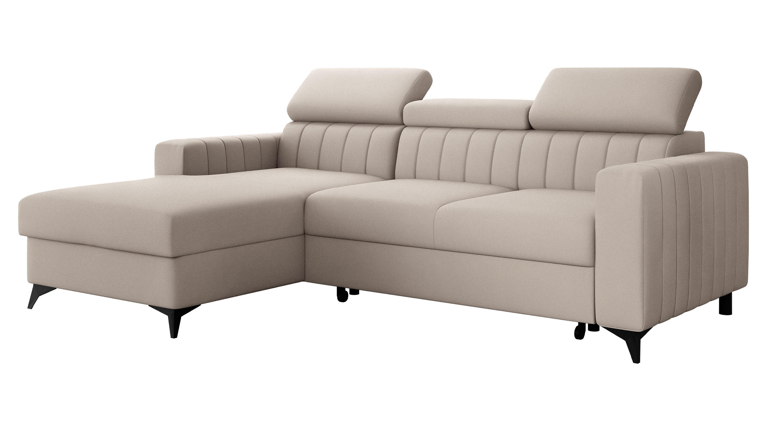 COLTAR Milano, Stanga LC+2R - bej/negru, material textil/lemn (236/172cm) - MIRJAN24