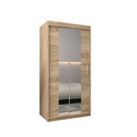 SCHWEBETÜRENSCHRANK 200/100/62 2-türig - Silberfarben/Sonoma Eiche, Holz/Kunststoff (100/200/62cm) - MÖBEL KRYSPOL