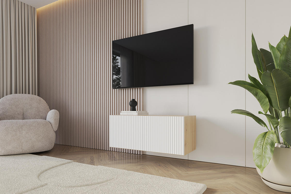 LOWBOARD NOA-2-W 100x40x41 cm - Artisan / Weiß - Weiß, Holzwerkstoff (100/40/41cm) - ALTDECOR