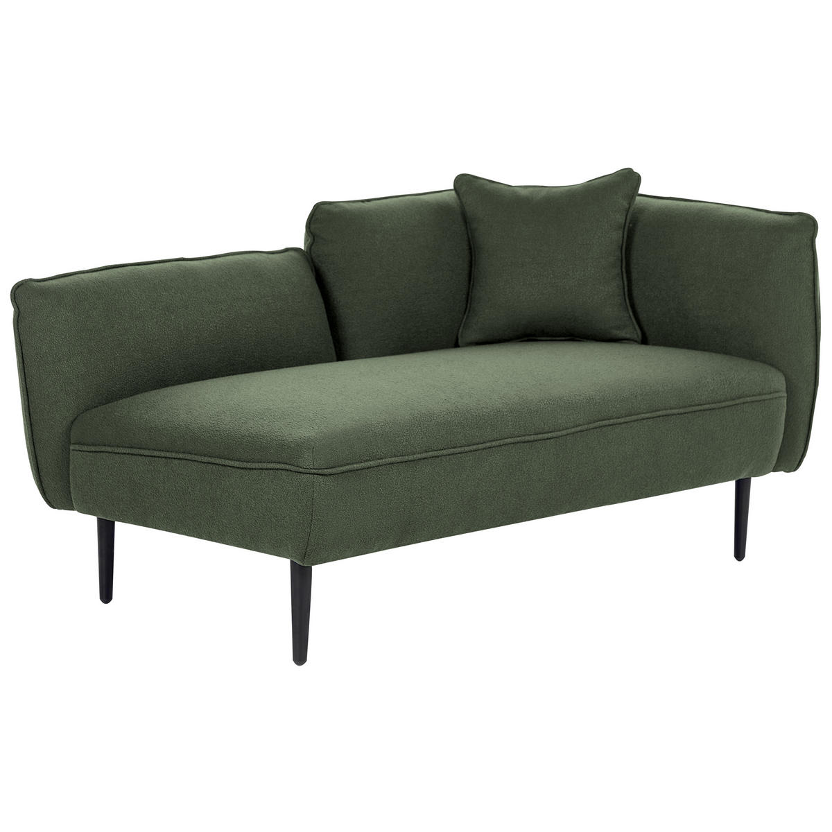 CHAISELONGUE Bouclé dunkelgrün rechtsseitig Chevannes - Schwarz/Grün, Textil (138/74/77cm) - Beliani