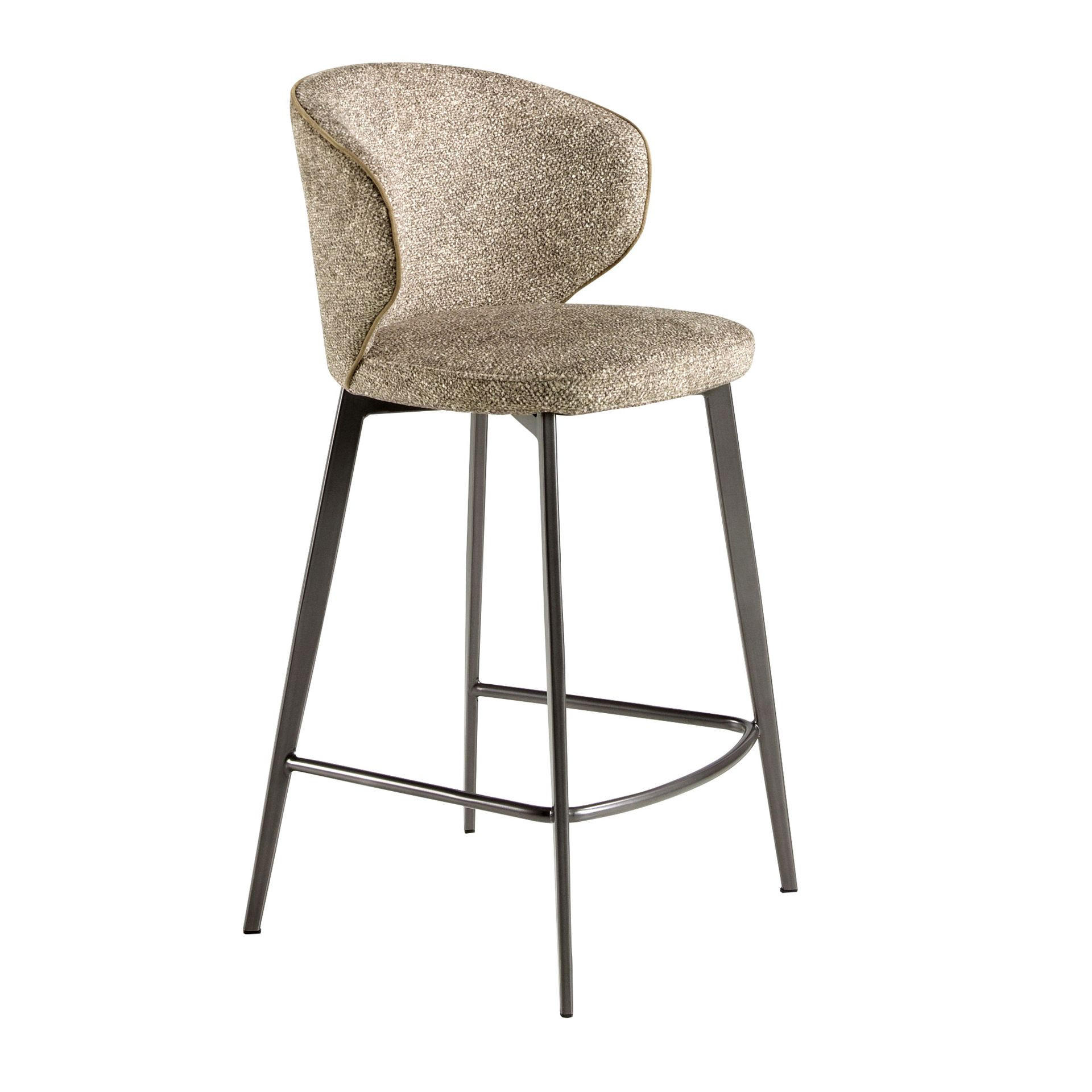 BARHOCKER Hocker mit meliertem braunem Stoffbezug 52/48/92cm - Ecru/Beige, Textil/Metall (52/92/48cm) - ANGEL CERDA