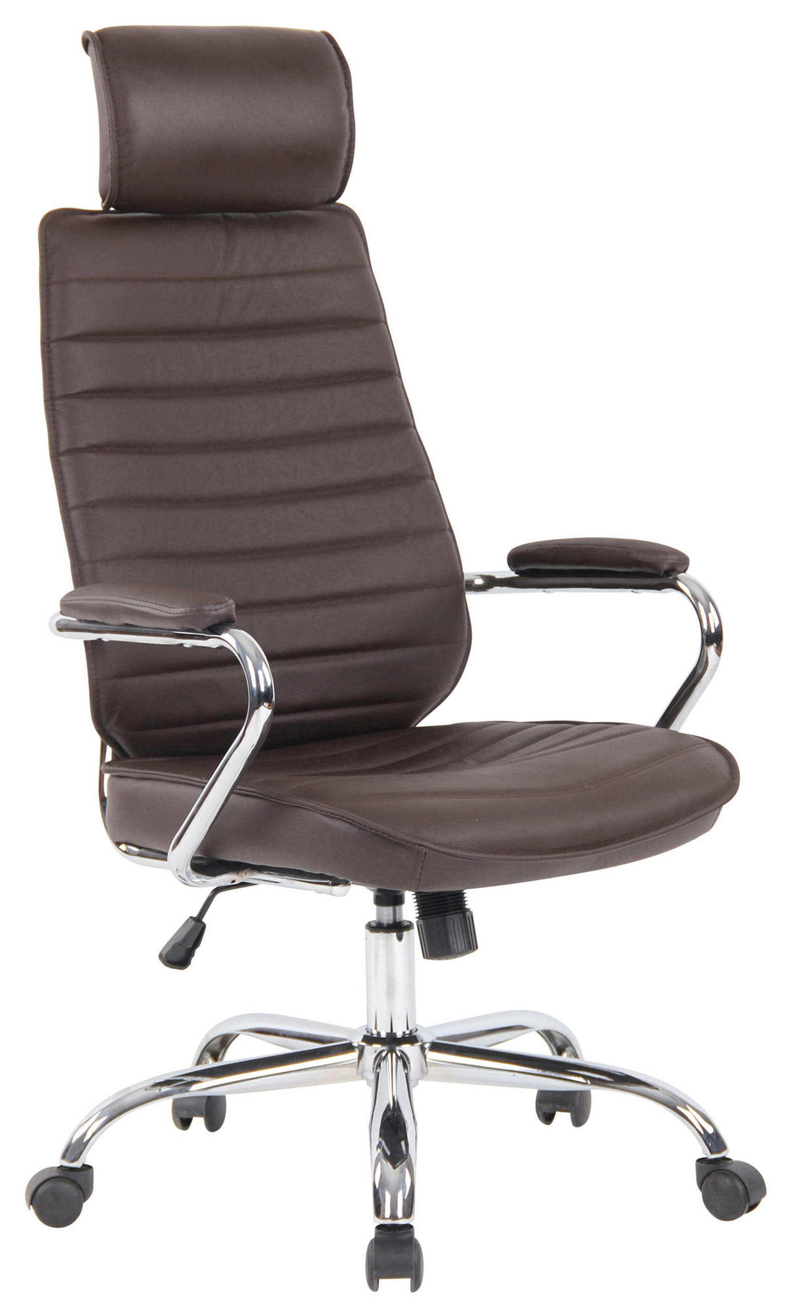BÜROSTUHL Rocket Echtleder braun - Chromfarben/Braun, Leder/Metall (59/128/57cm) - TPFLiving