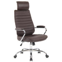 BÜROSTUHL Rocket Echtleder braun - Chromfarben/Braun, Leder/Metall (59/128/57cm) - TPFLiving