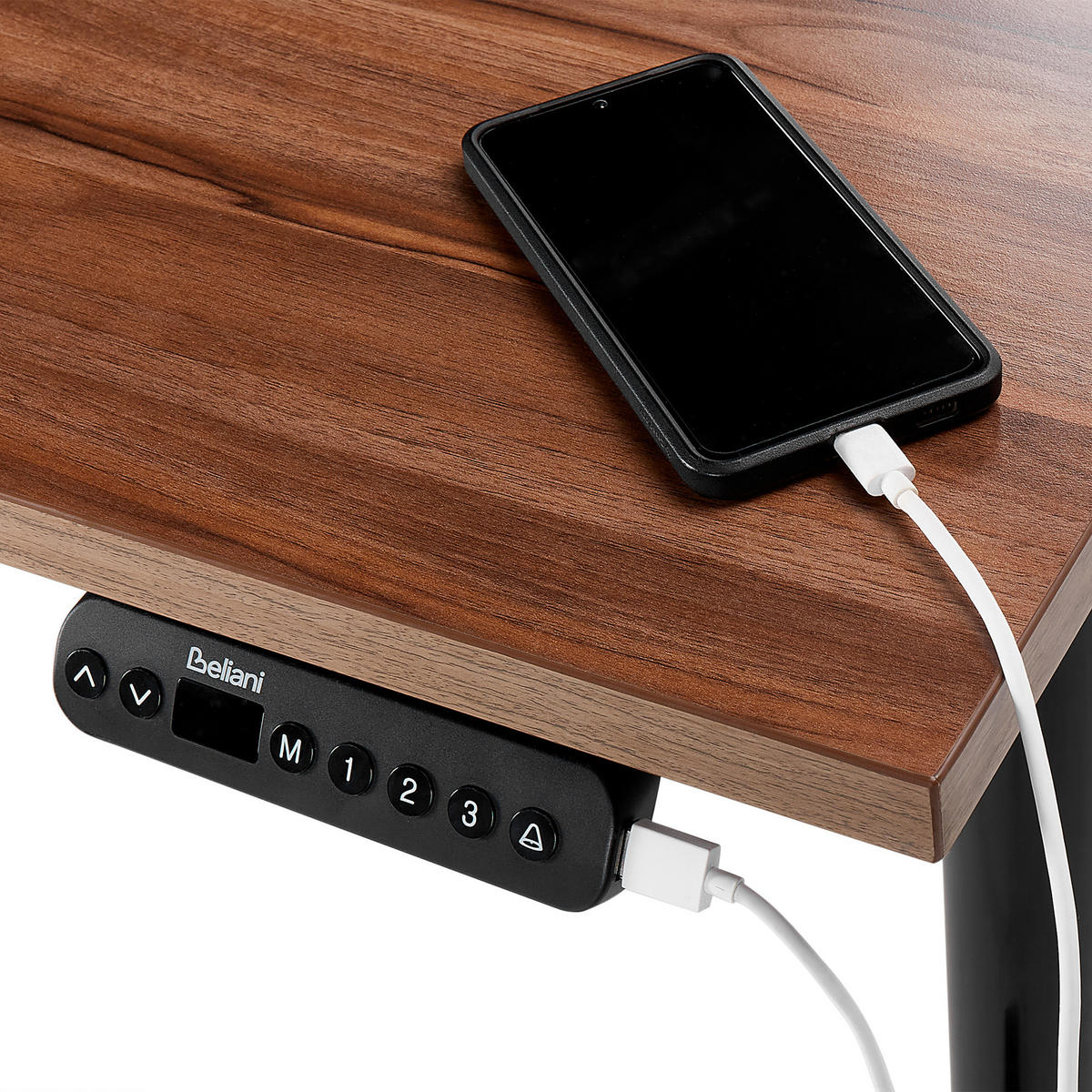 HÖHENVERSTELLBARER SCHREIBTISCH Elektrisch 160/72 cm Schwarz Destin III - Schwarz, Holzwerkstoff (72/160/63cm) - Beliani