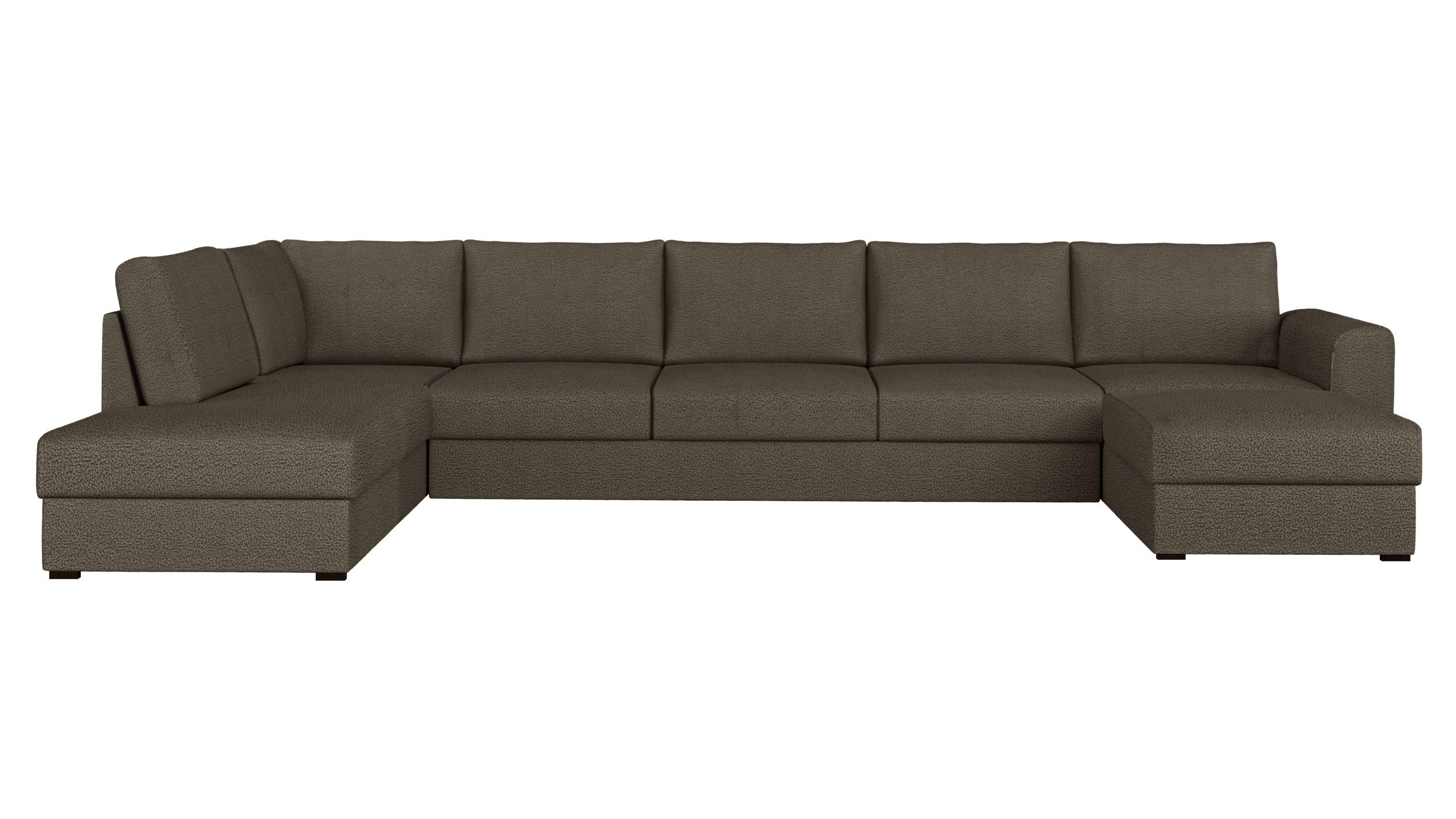 WOHNLANDSCHAFT Wilma Large Premium, Seite: Links - Schwarz/Braun, Holz/Textil (370/85/186cm) - MIRJAN24