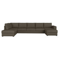 WOHNLANDSCHAFT Wilma Large Premium, Seite: Links - Schwarz/Braun, Holz/Textil (370/85/186cm) - MIRJAN24