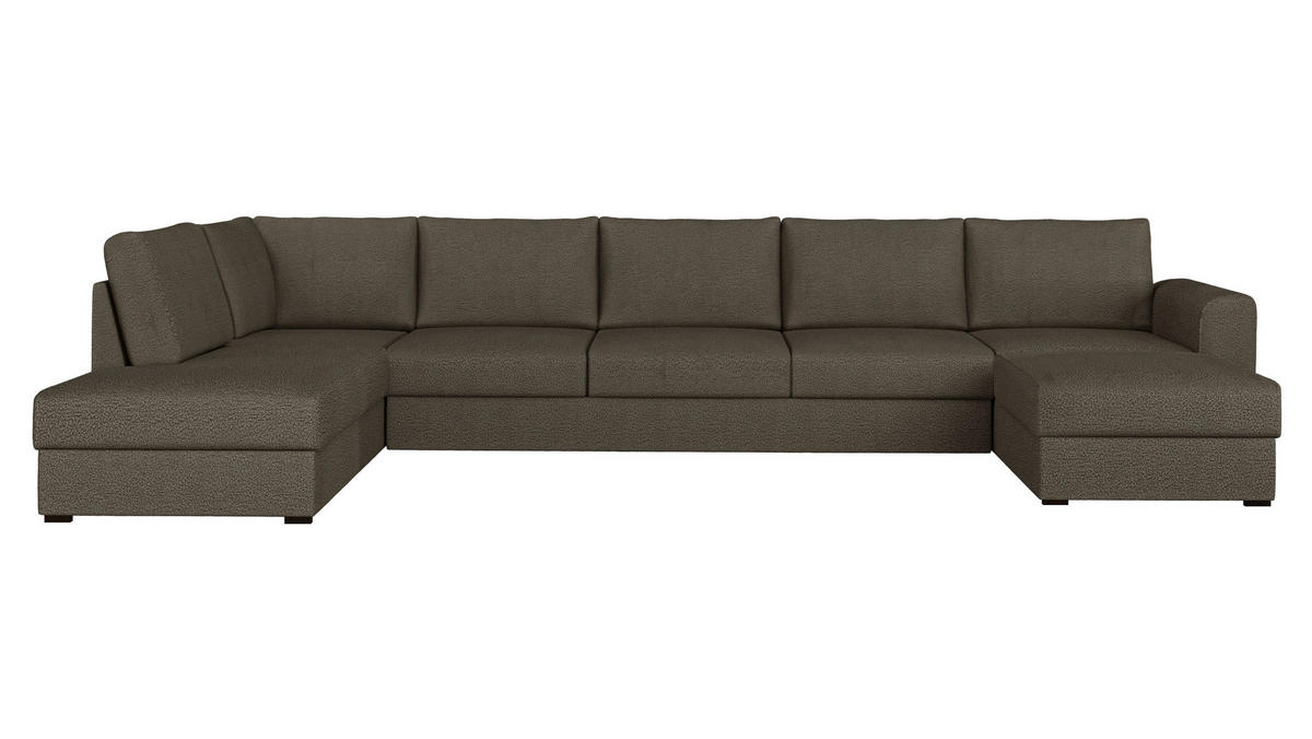 WOHNLANDSCHAFT Wilma Large Premium, Seite: Links - Schwarz/Braun, Holz/Textil (370/85/186cm) - MIRJAN24