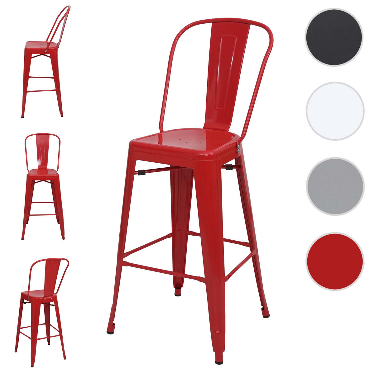 BARHOCKER METALL Rot 4er-Set - Rot, Metall (50/117/45cm) - MCW